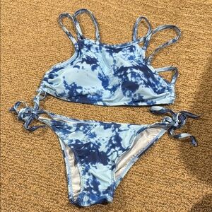 Blue Tie-Dye halter top women’s bikini Set size small